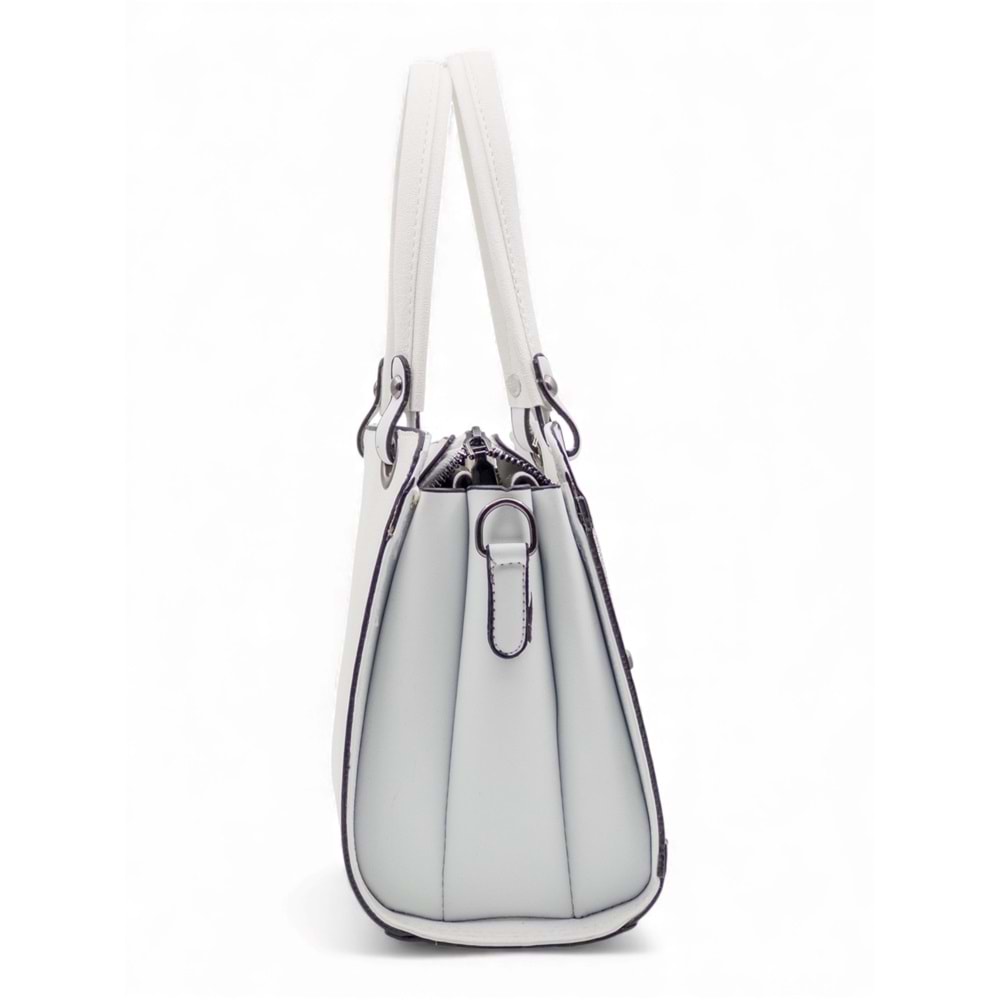 1080 Kadın Taş Detaylı El ve Omuz Çantası - BEYAZ