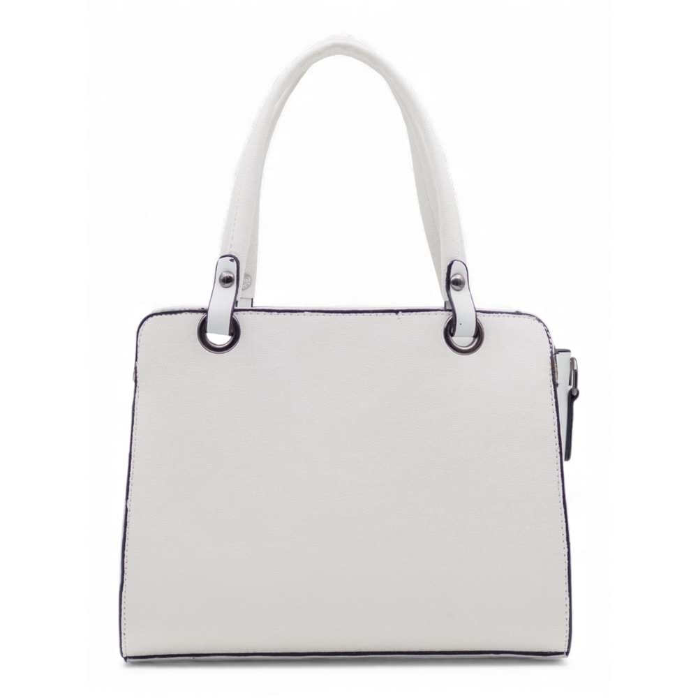 1080 Kadın Taş Detaylı El ve Omuz Çantası - BEYAZ