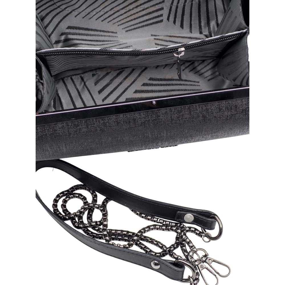 1090 Kadın Kutu El ve Omuz Çantası - SİYAH