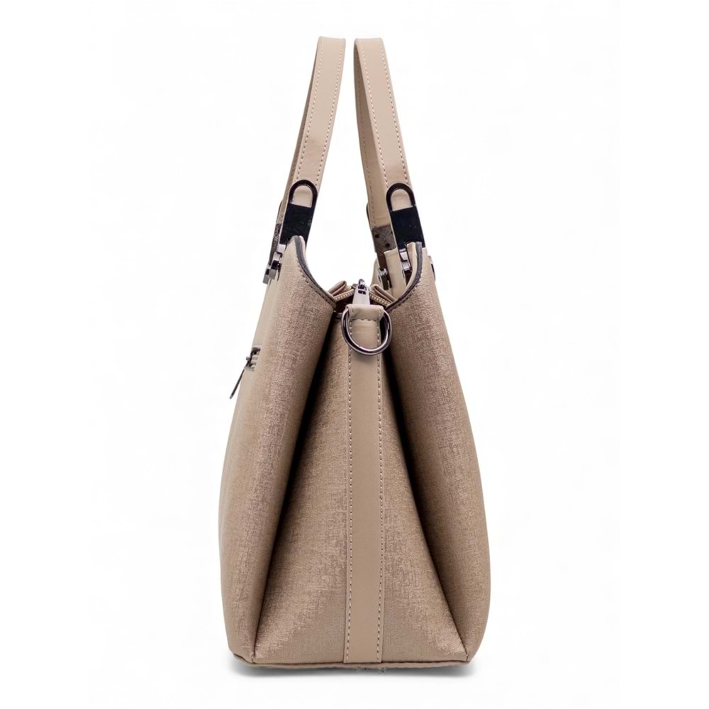 1110 Kadın 3 Bölmeli El ve Omuz Çantası - VİZON