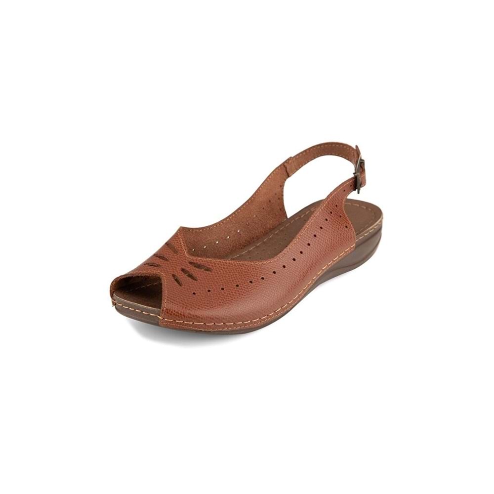 Muya Knotted Anatomik Taban Hakiki Deri Kadın Sandalet - Taba - 40