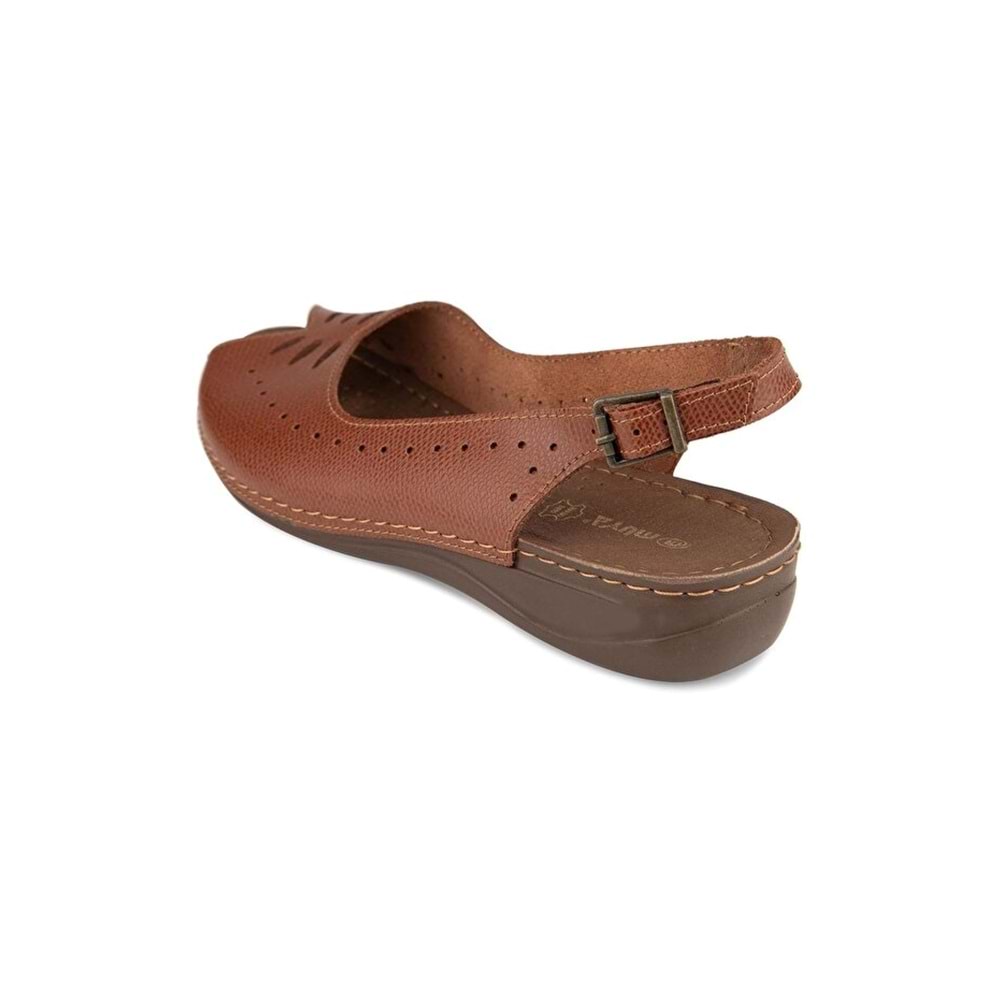Muya Knotted Anatomik Taban Hakiki Deri Kadın Sandalet - Taba - 40