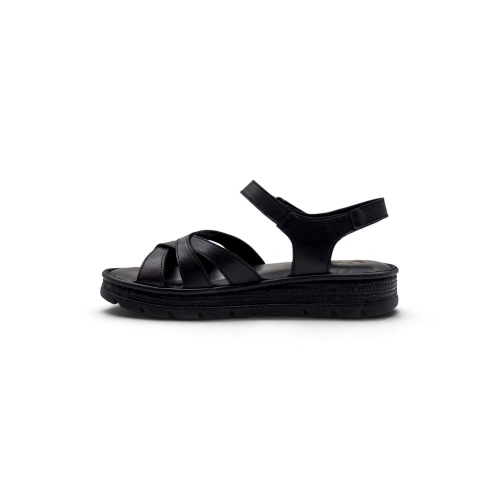 VOYAGER Z641 HAKİKİ DERİ KADIN SANDALET - SİYAH - 40