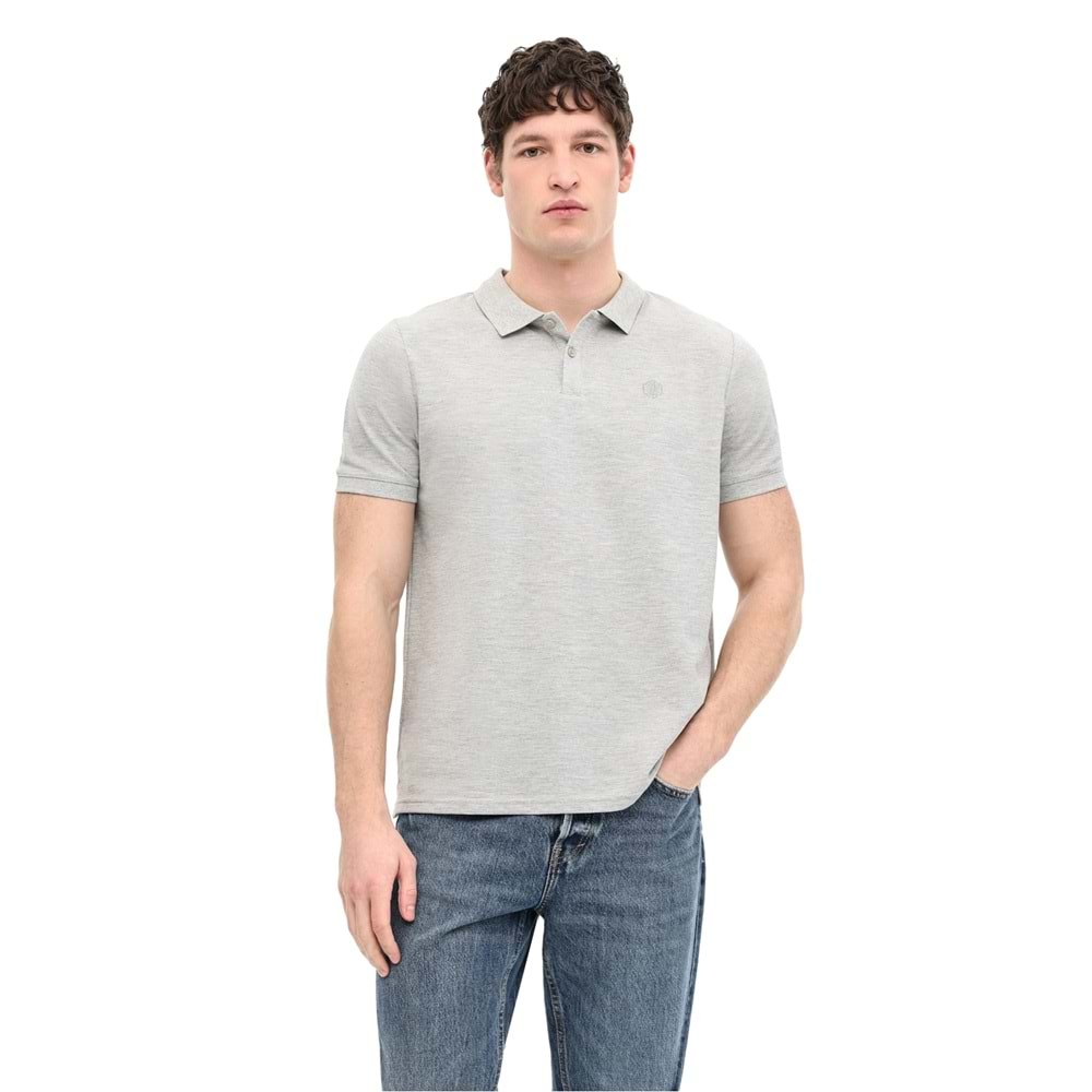 LUMBERJACK MB CT953 POLO T-SH 6FX ERKEK KISA KOL POLO TİŞÖRT - GRİ MELANJ - L