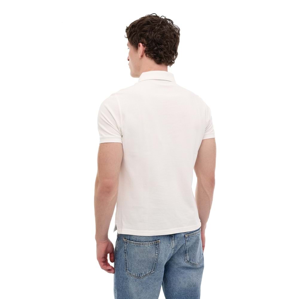 LUMBERJACK MB CT953 POLO T-SH 6FX ERKEK KISA KOL POLO TİŞÖRT - KIRIK BEYAZ - L