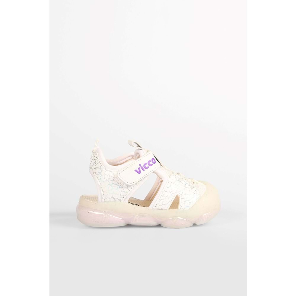 VİCCO MONROVİA IŞIKLI KIZ BEBEK SANDALET - BEYAZ - 23