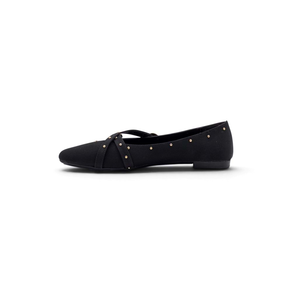 SHOES 0007 ZIMBA DETAYLI KADIN BABET - SİYAH - 36