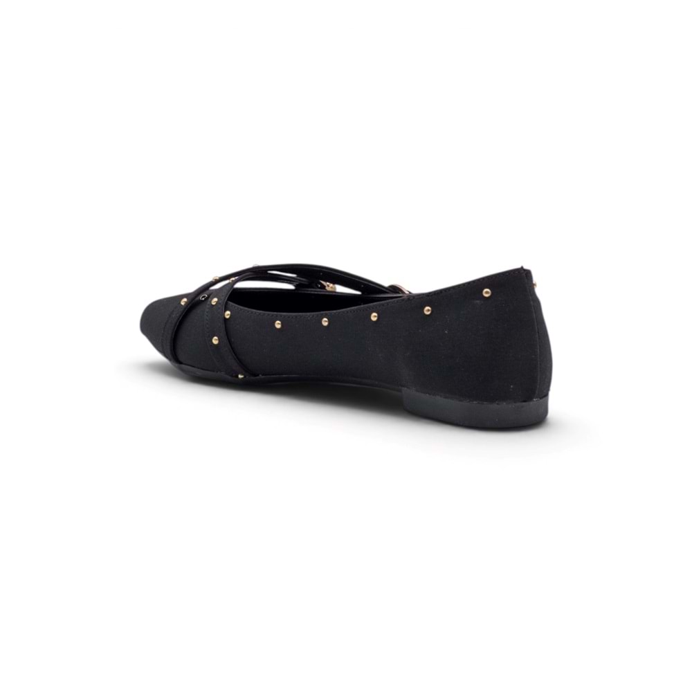 SHOES 0007 ZIMBA DETAYLI KADIN BABET - SİYAH - 36
