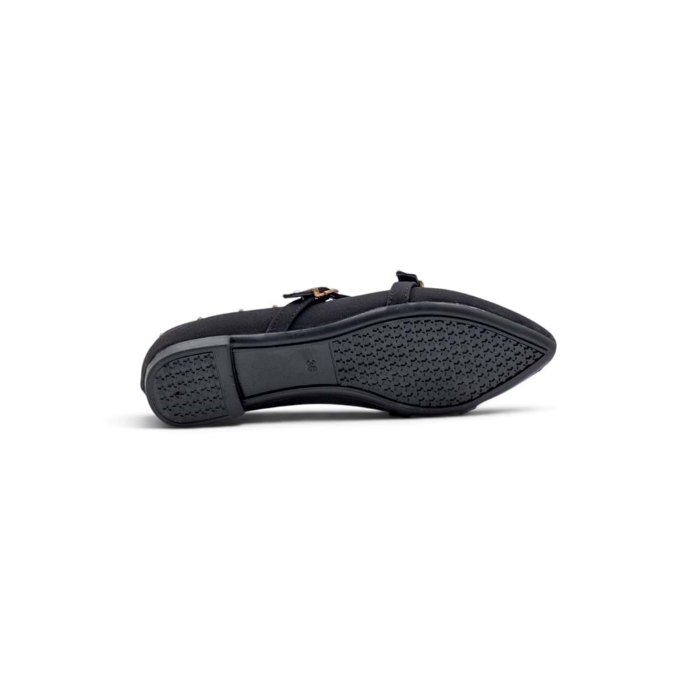 SHOES 0007 ZIMBA DETAYLI KADIN BABET - SİYAH - 36