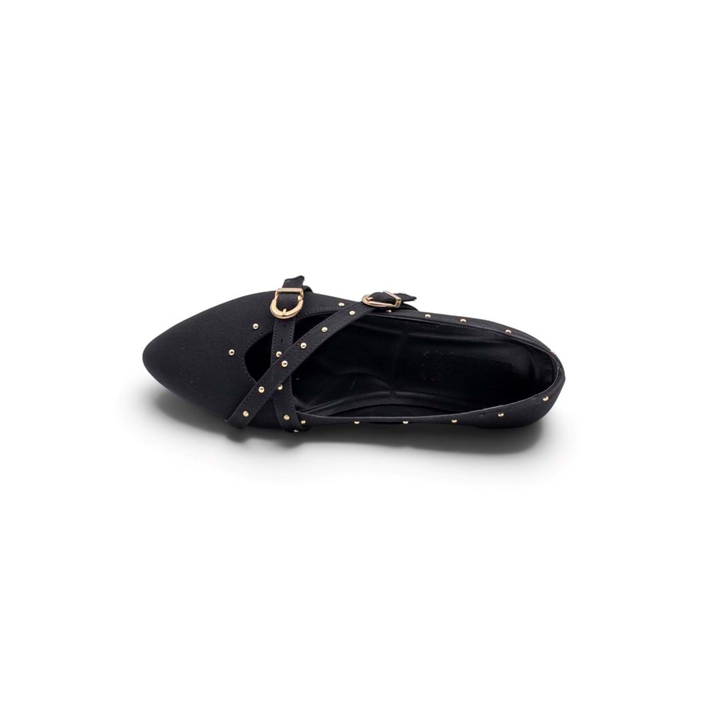 SHOES 0007 ZIMBA DETAYLI KADIN BABET - SİYAH - 36