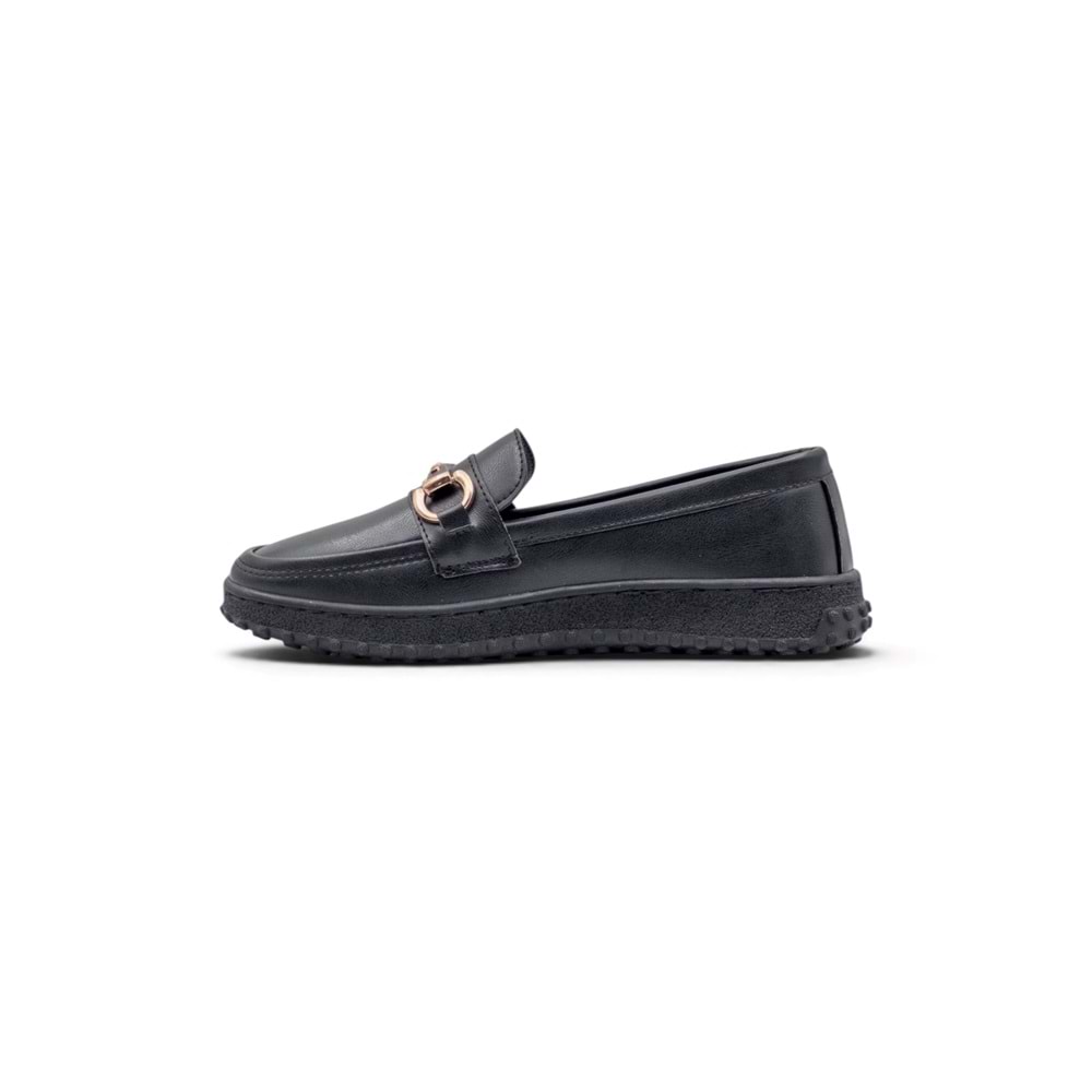 AYZEN 1091 TOKA DETAYLI KADIN LOAFER AYAKKABI - SİYAH - 40