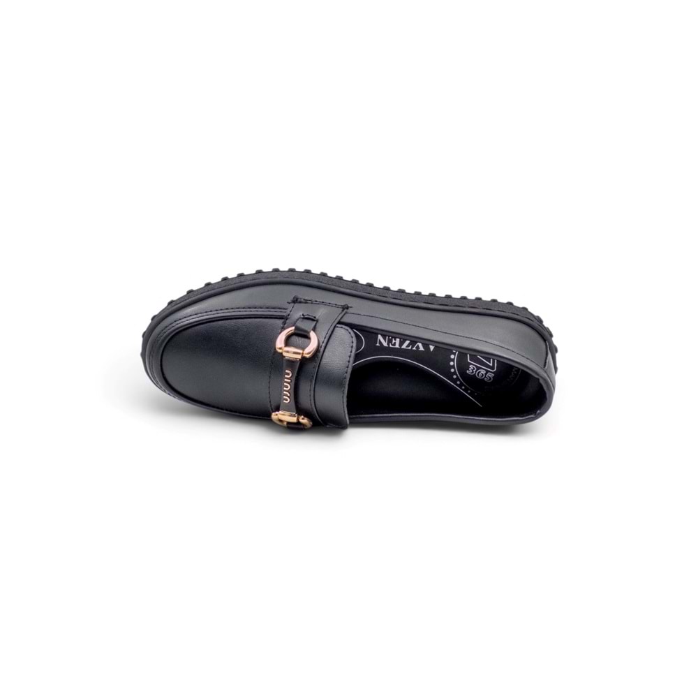 AYZEN 1091 TOKA DETAYLI KADIN LOAFER AYAKKABI - SİYAH - 40