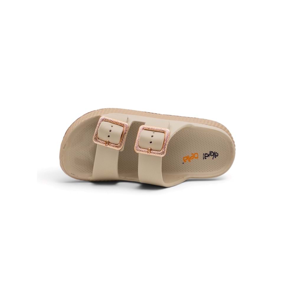 AKINALBELLA E486.Z.001 ÇİFT TOKALI EVA KADIN TERLİK - BEJ - 40