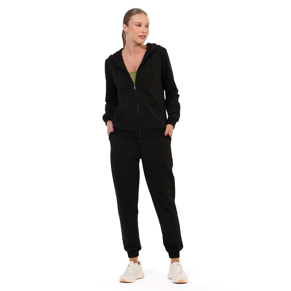 LUMBERJACK 18SN77 FULL ZIP 6PR KADIN EŞOFMAN ÜSTÜ - SİYAH - L