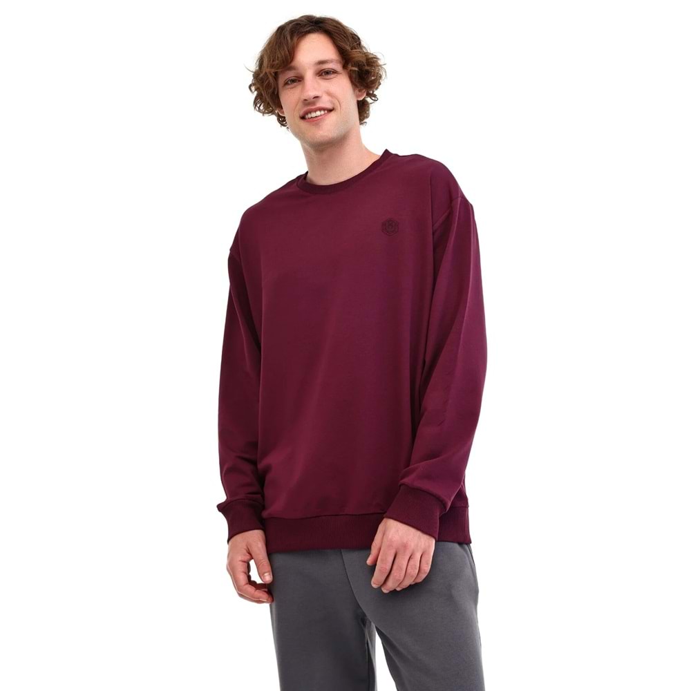 LUMBERJACK MB SN75 C NECK SW 6PR ERKEK SWEATSHİRT - BORDO - L