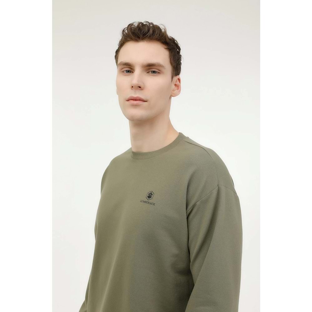 LUMBERJACK MB SN75 C NECK SW 6PR ERKEK SWEATSHİRT - HAKİ - L