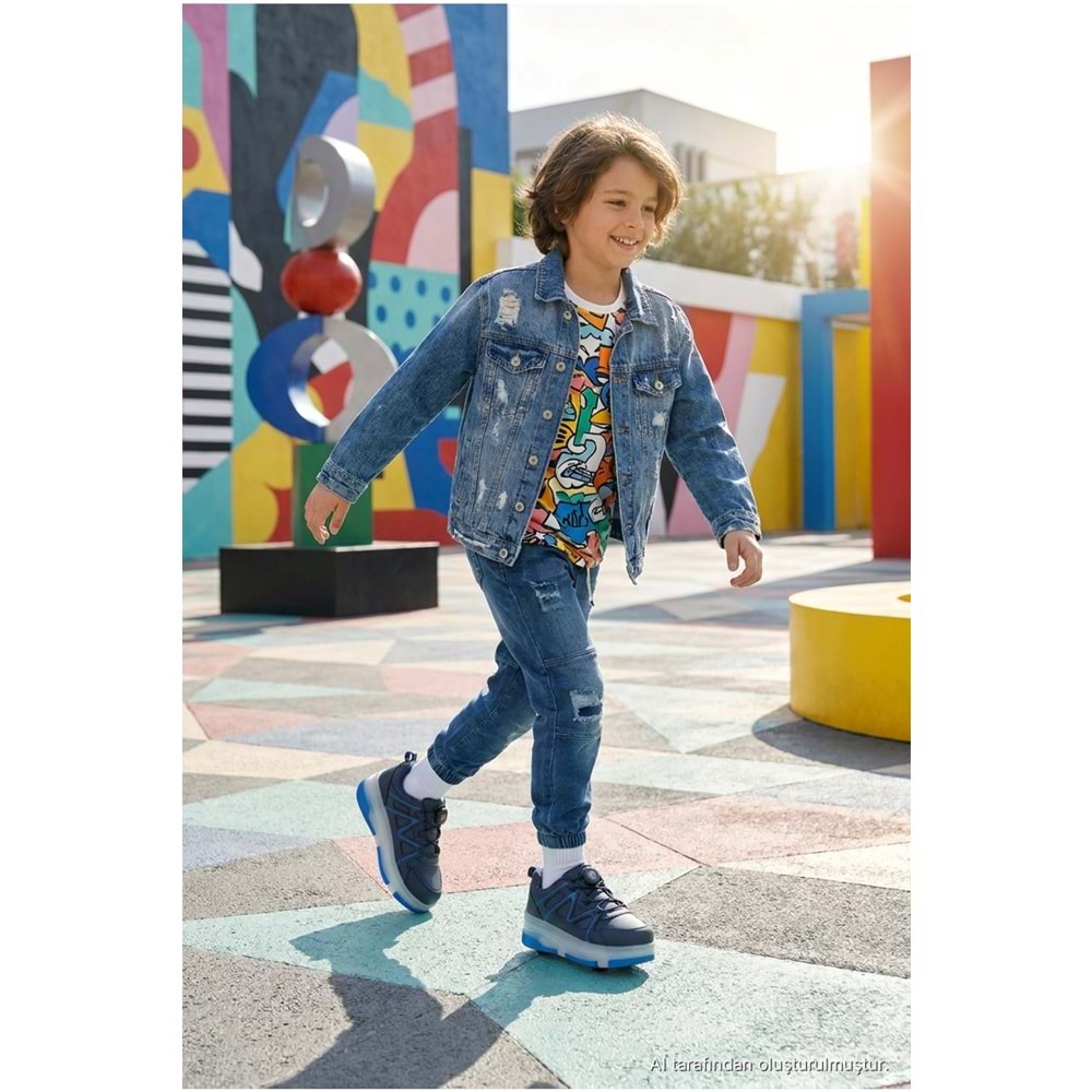 KİNETİX LAVINA F 6PR UNİSEX ÇOCUK IŞIKLI PATENLİ SNEAKER - LACİVERT - 31