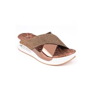 Muya Fly Anatomik Air Max Tabanlı Topuk Dikeni Kadın Terlik - Bronz - 37