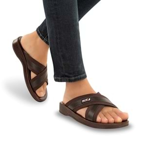 Muya İkon 6 Nokta Anatomik Taban Topuk Dikeni Dört Mevsim Erkek Terlik - Kahverengi - 45