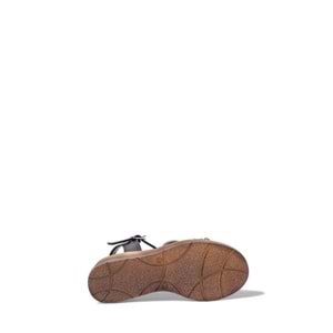 LAMEİRA DESENLİ DOLGU TOPUK TAŞLI SANDALET - SİYAH - 37