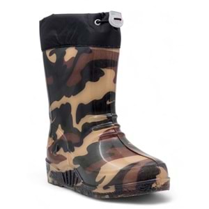 Emek İçi Yünlü Su Geçirmez Çocuk Yağmur Çizmesi - KAHVERENGİ - 30-31