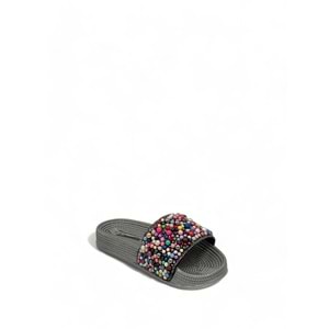 PİENN 20037-004 RENKLİ BONCUKLU TERLİK - FÜME - 37