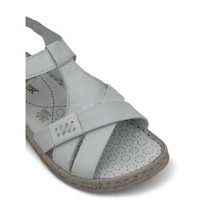 VOYAGER 9216 KADIN DERİ SANDALET SARAÇLI - BEYAZ NATA - 39