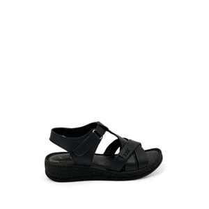 VOYAGER 9216 KADIN DERİ SANDALET SARAÇLI - SİYAH NATA - 37