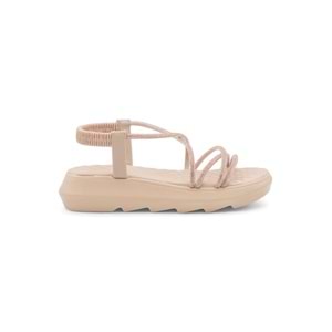 ŞANZELİZE ÇAPRAZ TAŞLI KADIN SANDALET - BRONZ - 40