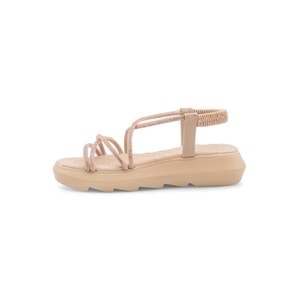 ŞANZELİZE ÇAPRAZ TAŞLI KADIN SANDALET - BRONZ - 40