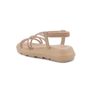 ŞANZELİZE ÇAPRAZ TAŞLI KADIN SANDALET - BRONZ - 40