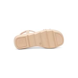 ŞANZELİZE ÇAPRAZ TAŞLI KADIN SANDALET - BRONZ - 40
