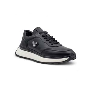 VOYAGER 1001 ERKEK HAKİKİ DERİ SNEAKER - SİYAH - 40