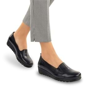 Muya Aster 6 Nokta Anatomik Hakiki Deri Kadın Ayakkabı - Siyah - 36