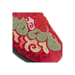 Muya Kastra Anatomik Taban Nakışlı Kadın Ev Terliği - Bordo - 36