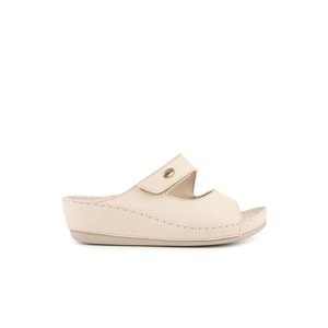 Muya Anyar Anatomik Taban Jel Destekli Topuk Dikeni Dört Mevsim Kadın Terlik - Krem - 38