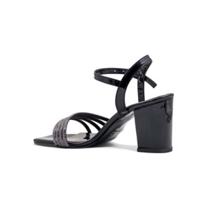 PANDORA MODA Y25.50.03 DÖRT ŞERİT TAŞLI KADIN KALIN TOPUKLU ABİYE - SİYAH - 39