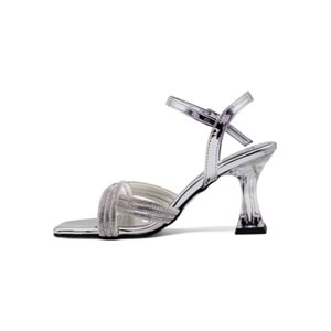 PANDORA MODA Y25.50.21 ÇAPRAZ TAŞLI KADIN ŞEFFAF TOPUKLU ABİYE - GÜMÜŞ - 39