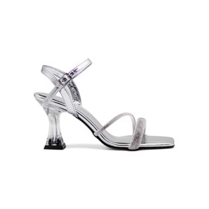 PANDORA MODA Y25.50.700 İKİ ŞERİT TAŞLI KADIN ŞEFFAF TOPUKLU ABİYE - GÜMÜŞ - 37