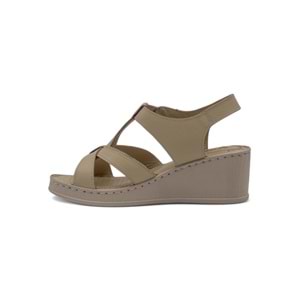 VOYAGER 9200 HAKİKİ DERİ KADIN ÇAPRAZ SANDALET - BEJ - 41