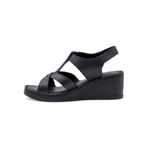 VOYAGER 9200 HAKİKİ DERİ KADIN ÇAPRAZ SANDALET - SİYAH - 40