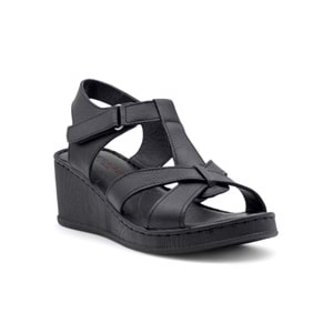 VOYAGER 9200 HAKİKİ DERİ KADIN ÇAPRAZ SANDALET - SİYAH - 40