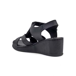 VOYAGER 9200 HAKİKİ DERİ KADIN ÇAPRAZ SANDALET - SİYAH - 40