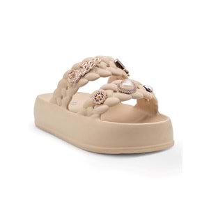 SONIMIX EZ0185.01 TAŞLI KADIN TERLİK - BEJ - 36