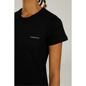 LUMBERJACK WB C NECK 11CT122 5FX KADIN KISA KOL TİŞÖRT - SİYAH - XL