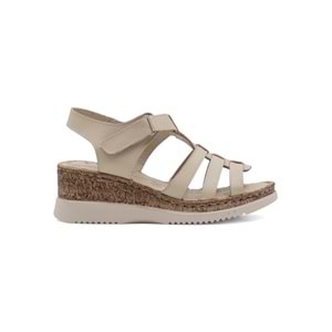 VOYAGER 9208 HAKİKİ DERİ KADIN SANDALET - BEJ - 40