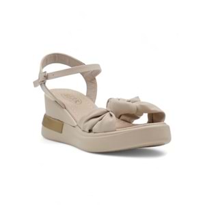 BERK POLİ TABAN DÜĞÜMLÜ KADIN SANDALET - KREM - 37