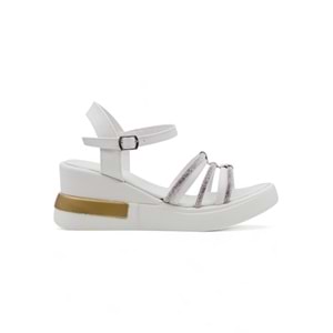 BERK POLİ TABAN TAŞLI KADIN SANDALET - BEYAZ - 40