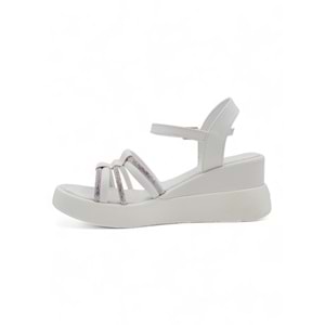 BERK POLİ TABAN TAŞLI KADIN SANDALET - BEYAZ - 40