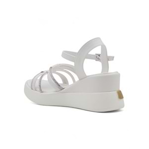BERK POLİ TABAN TAŞLI KADIN SANDALET - BEYAZ - 40